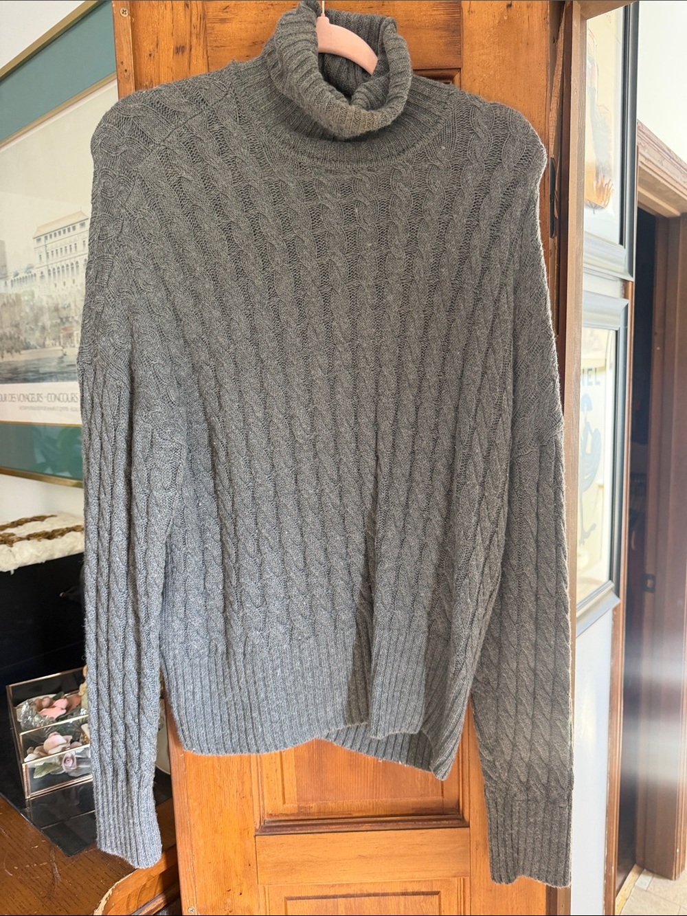 Favorite Daughter Gray Cable Knit Turtleneck Sweater